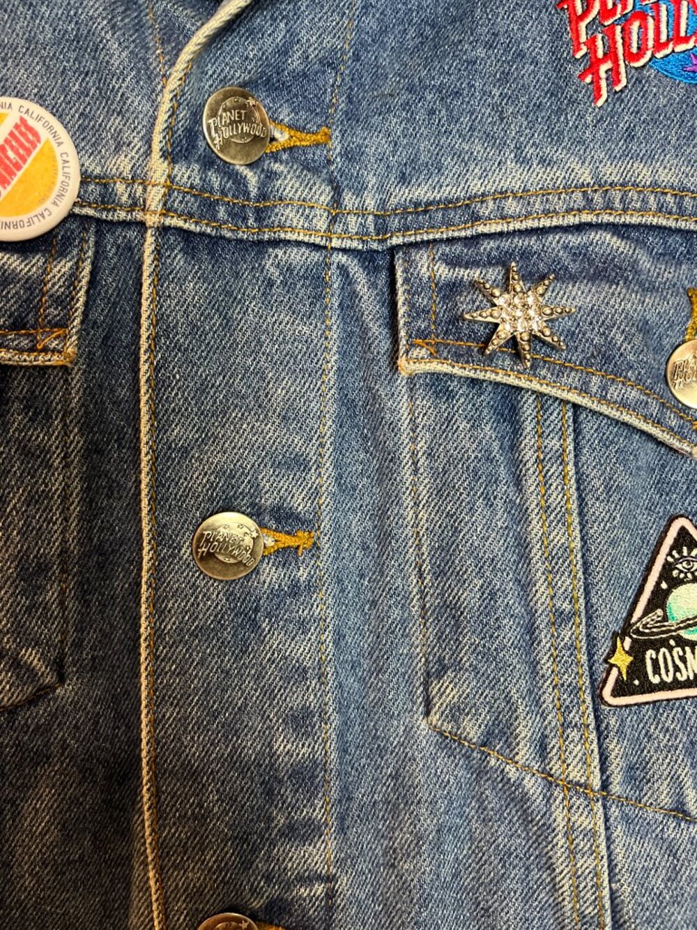 Vintage Planet Hollywood embroidered Jean Jacket Size M - Picture 7 of 8